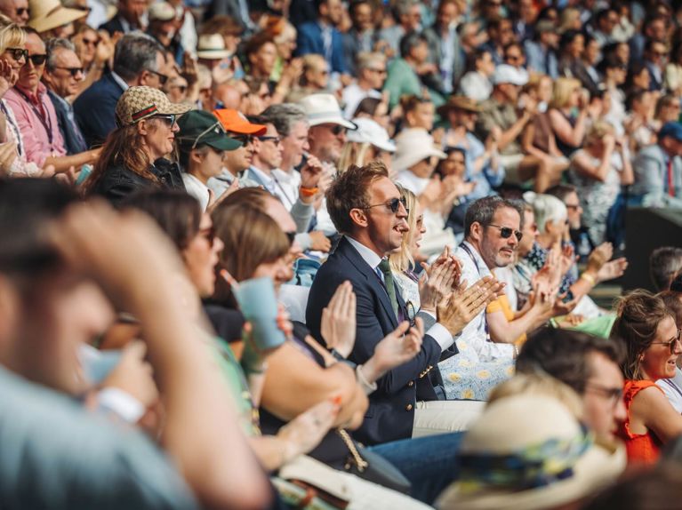 Shot of crowd cheering at sporting event